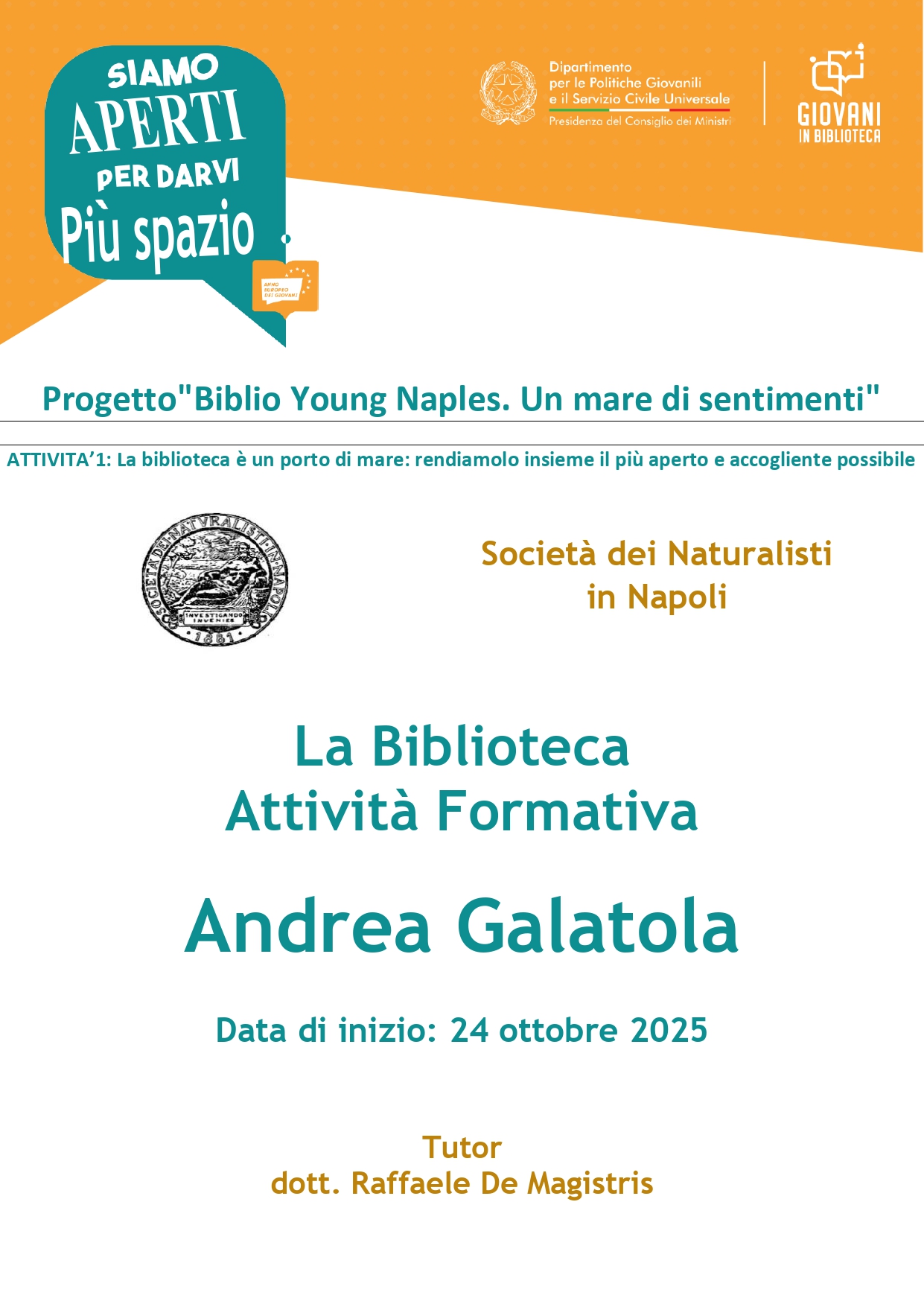 Andrea Galatola – Attività Formativa